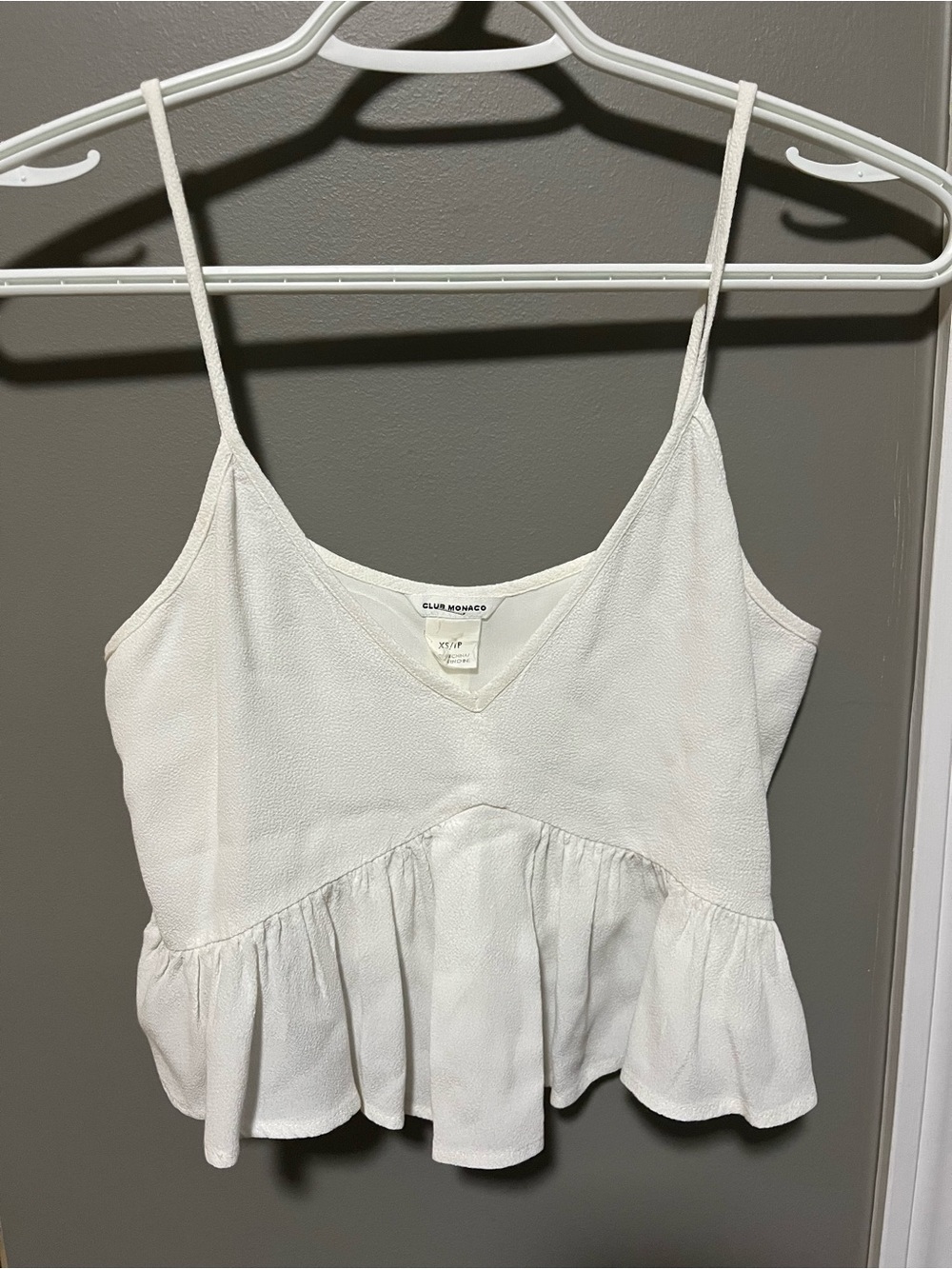 Club Monaco White Peplum Spaghetti Strap Cami